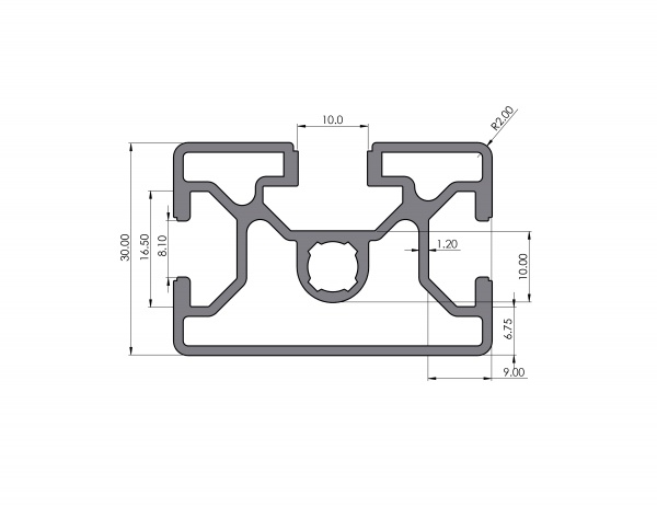 Aluminiumprofil 45x30 Nut 8/10 B-Typ